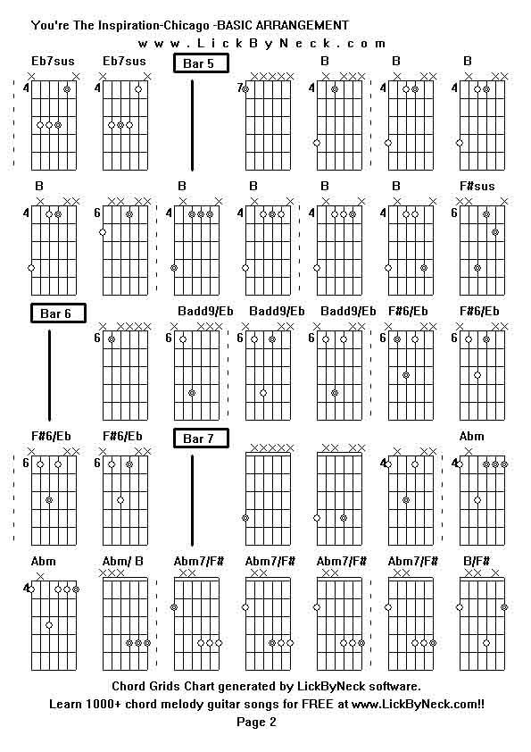 Chord Grids Chart of chord melody fingerstyle guitar song-You're The Inspiration-Chicago -BASIC ARRANGEMENT,generated by LickByNeck software.